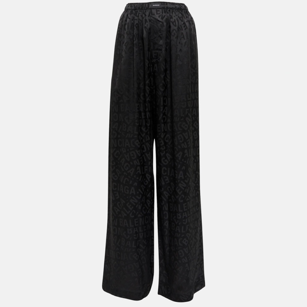 $1600 BALENCIAGA
Logo silk jacquard wide-leg pants size 34